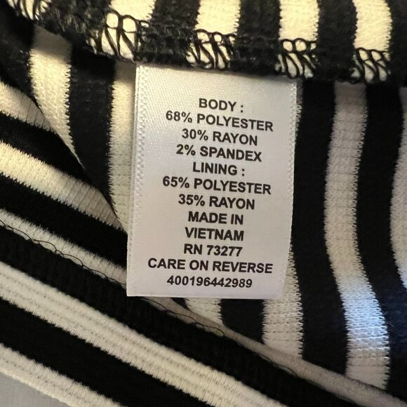 Elle Black & White Striped Pull On Stretch Skirt - Medium - Picture 6 of 6
